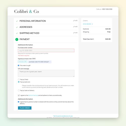 Missing required answer flagged before payment